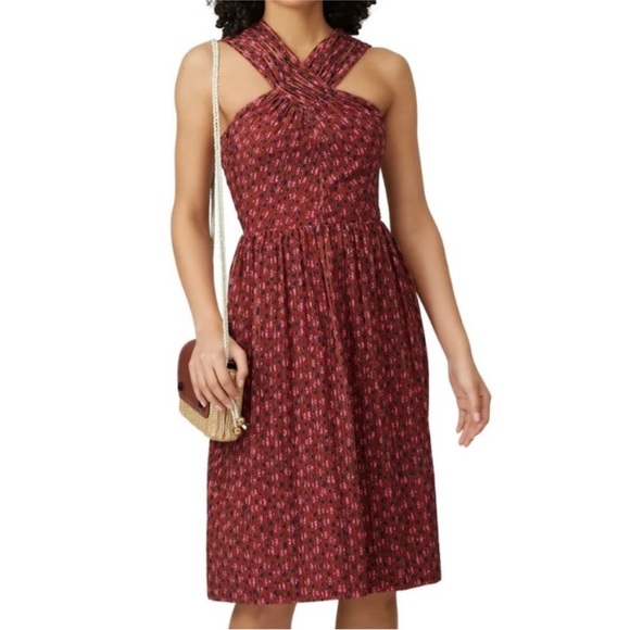 Kate Spade Floradoodle Dress Size 2 Floral Print Crossover Midi Dress NWOT - Picture 1 of 9